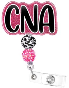 plifal cna badge reel holder retractable with id clip for nurse nursing name tag card cute certified nurse aid light rose black alligator clip hospital work accessories