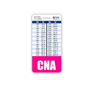 cna badge buddy vertical w/height & weight conversion charts (pink)