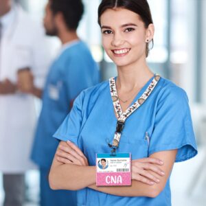 Plifal CNA Badge Buddy Card Holder Nurse Nursing Accessories Certified Nurse Aid Horizontal ID Name Identification Tags Hospital Work Glitter