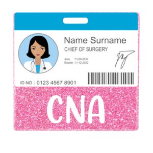 Plifal CNA Badge Buddy Card Holder Nurse Nursing Accessories Certified Nurse Aid Horizontal ID Name Identification Tags Hospital Work Glitter