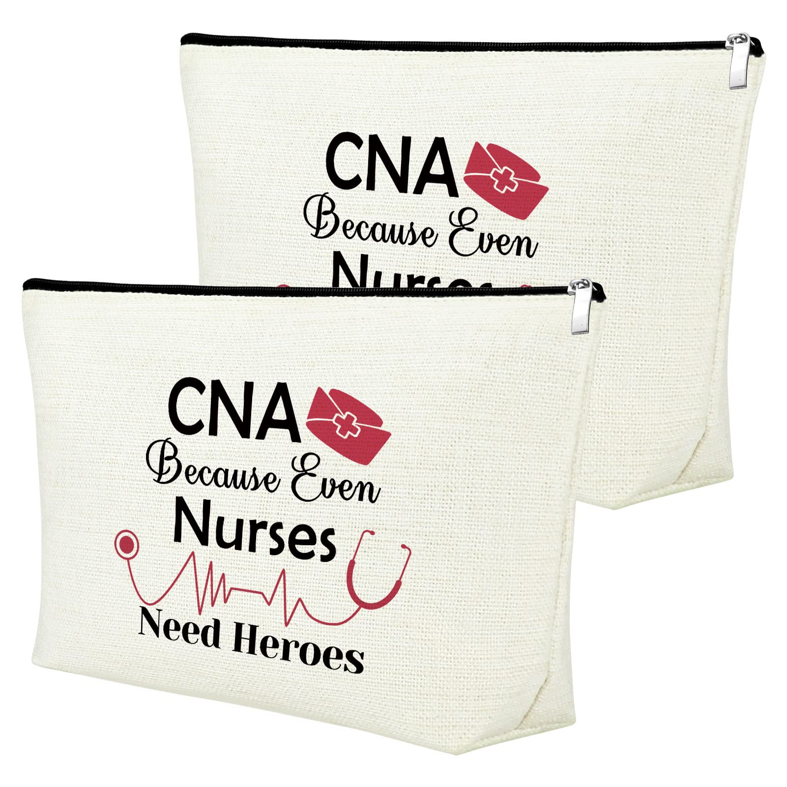 CNA Gift Certified Nurse Assistant Makeup Bag 2 Pieces Graduation Gift CNA Certified Nurses Day Gift Appreciation Gift Nursing School Medical Student Gift Retirement Gift Nursing Gifts for Coworkers