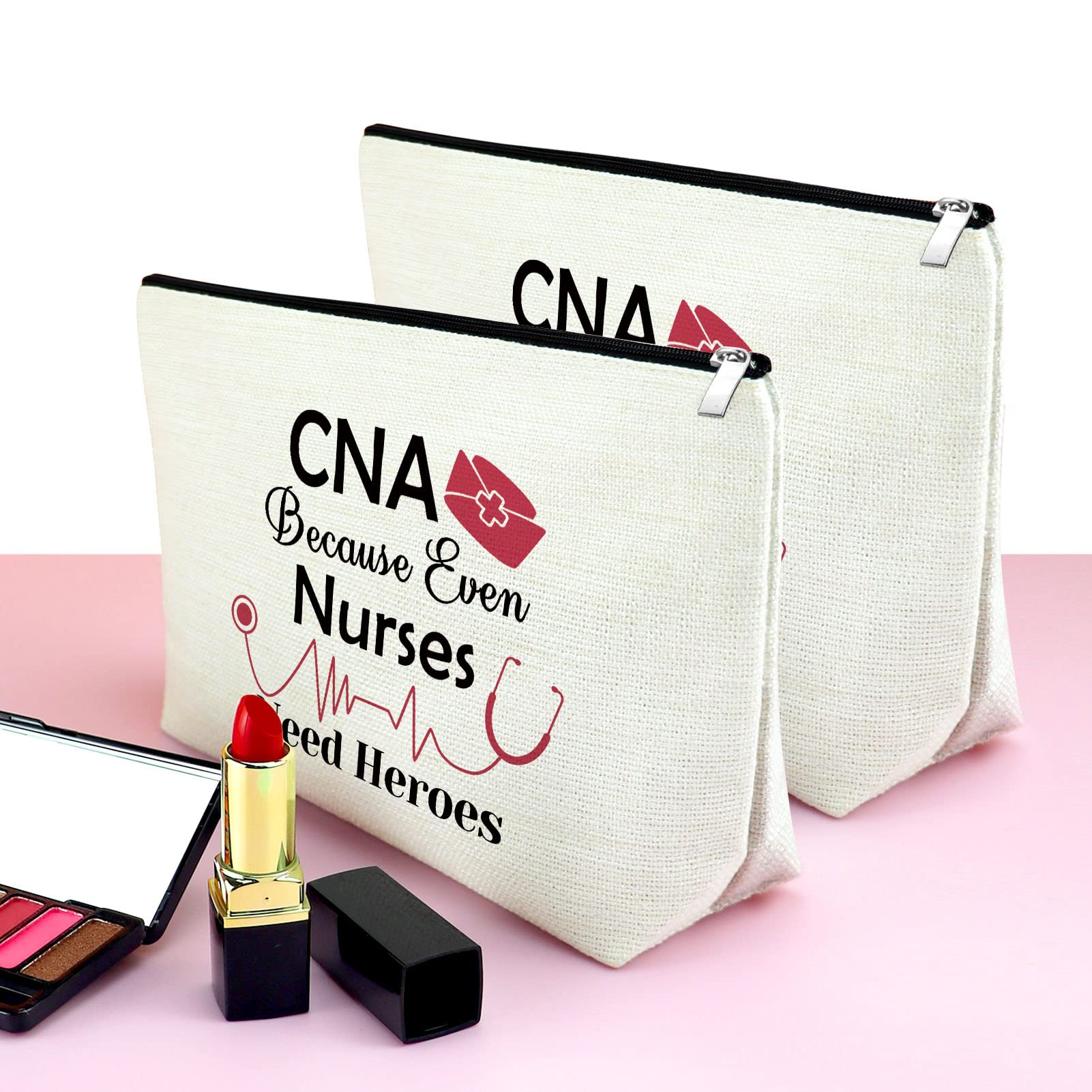 CNA Gift Certified Nurse Assistant Makeup Bag 2 Pieces Graduation Gift CNA Certified Nurses Day Gift Appreciation Gift Nursing School Medical Student Gift Retirement Gift Nursing Gifts for Coworkers