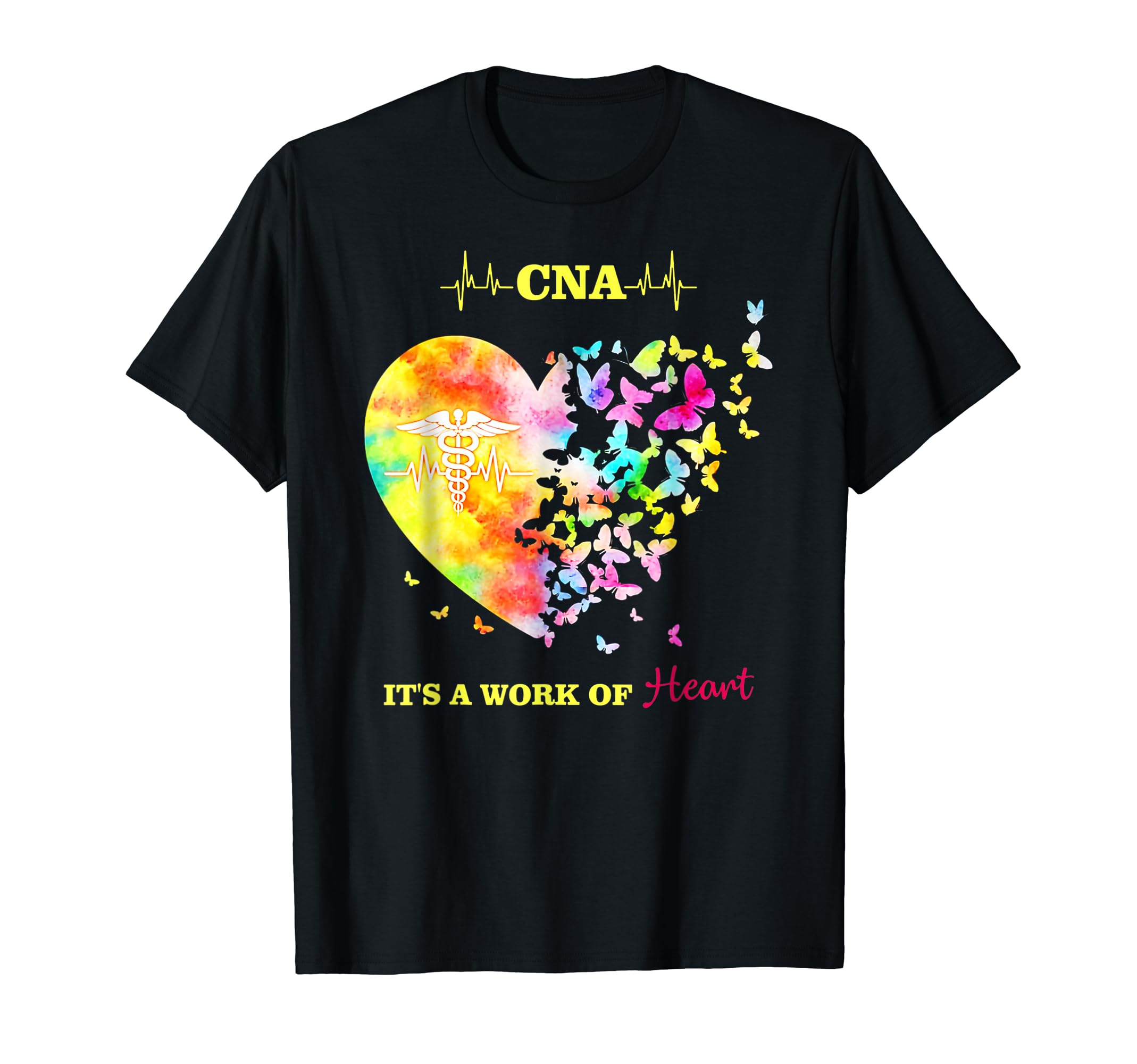 CNA It's A Work Of Heart Butterfly Nurse T-Shirt