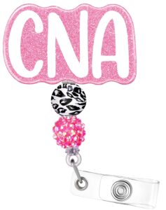 plifal cna badge reel holder retractable with id clip for nurse nursing name tag card cute certified nurse aid light rose white alligator clip hospital work accessories