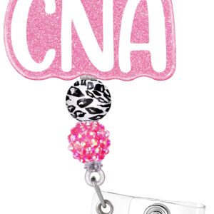 Plifal CNA Badge Reel Holder Retractable with ID Clip for Nurse Nursing Name Tag Card Cute Certified Nurse Aid Light Rose White Alligator Clip Hospital Work Accessories