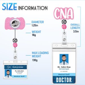 Plifal CNA Badge Reel Holder Retractable with ID Clip for Nurse Nursing Name Tag Card Cute Certified Nurse Aid Light Rose White Alligator Clip Hospital Work Accessories