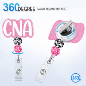 Plifal CNA Badge Reel Holder Retractable with ID Clip for Nurse Nursing Name Tag Card Cute Certified Nurse Aid Light Rose White Alligator Clip Hospital Work Accessories