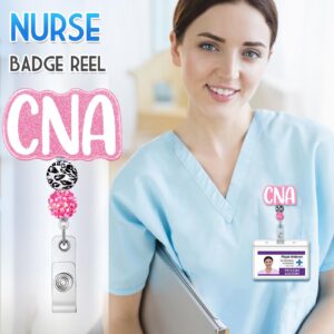 Plifal CNA Badge Reel Holder Retractable with ID Clip for Nurse Nursing Name Tag Card Cute Certified Nurse Aid Light Rose White Alligator Clip Hospital Work Accessories