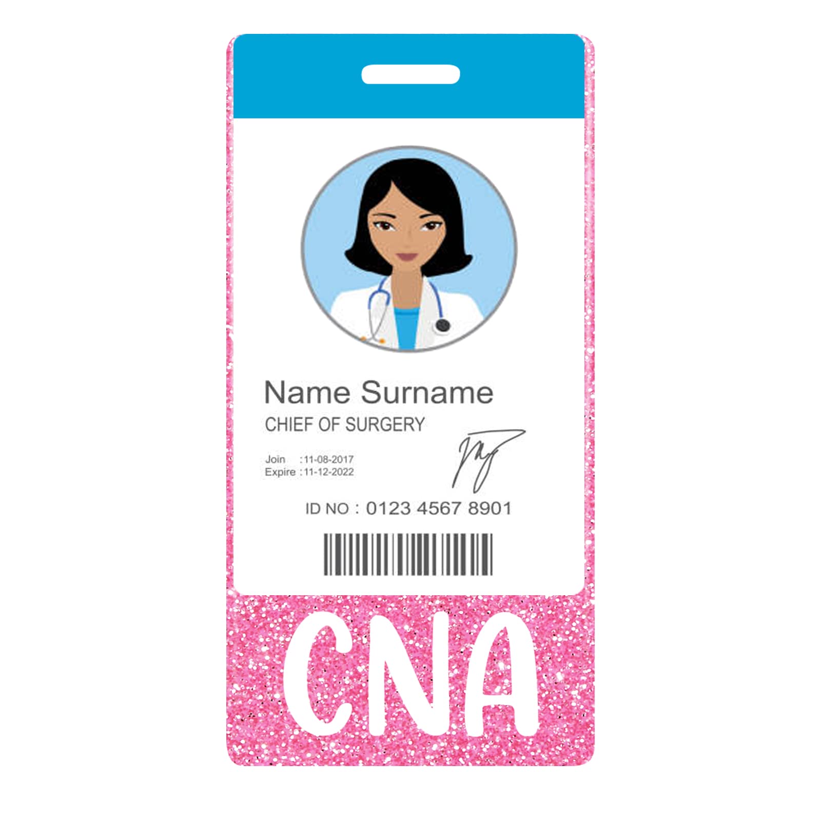 Plifal CNA Badge Buddy Card Nurse Nursing Accessories Glitter Vertical Badge Identification Tags