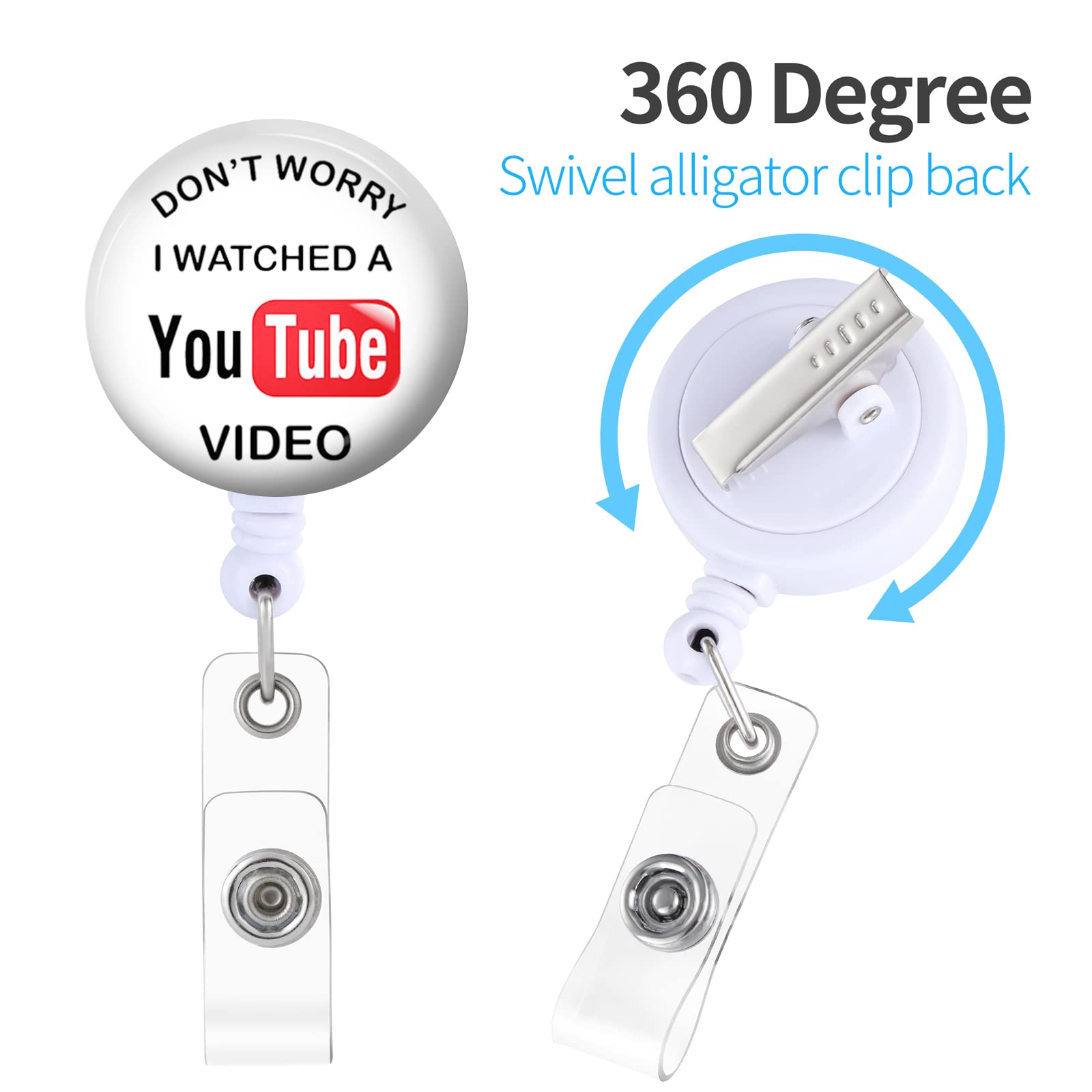 Badge Reels Holder Retractable with ID Clip for Nurse Name Tag Card Funny Don't Worry I Watched A YouTube Video RN LPN CNA Nursing Doctor Medical Work Office Alligator Clip ZJK409