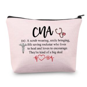 cmnim cna gift bags certified nursing assistant gifts makeup bag cna student gifts nursing cosmetic bag zipper pouch who lives to heal and love to encourage (cna cosmetic bag pink)