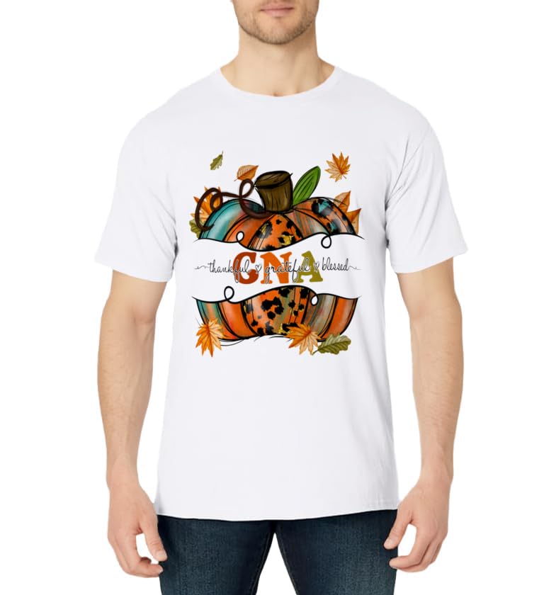 Autumn Fall Outfit CNA Thankful Grateful Blessed Pumpkin T-Shirt