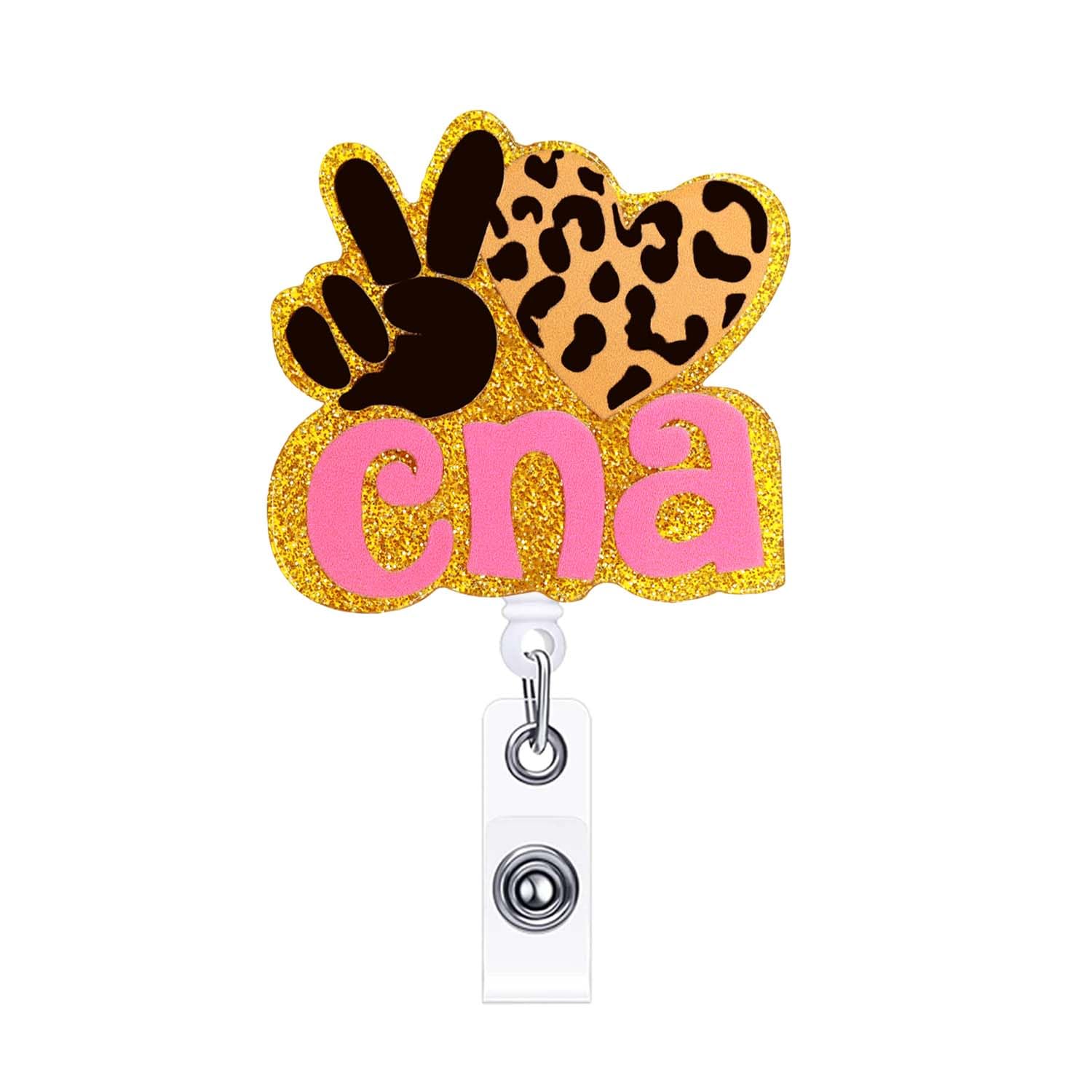 ANDGING CNA Nurse Badge Reel Holder Retractable Badge Clips Alligator Clip Peace Love Heart Nursing Badge Reels Retractable for Nurses Badge RN LPN CNA LVN CN ID Card Holder Office Accessories