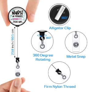 YAZMEEN Nurse in Progress Please Wait Retractable Badge Reel with Alligator Clip Funny ID Badge Holder Funny Nurse Student Badge Clear Name Card Holder for RN LPN CNA Nursing Doctor Teacher Student