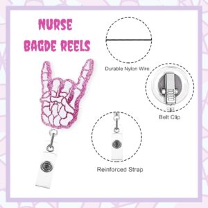 Radiology Xray Badge Reel Halloween Nurse Retractable Badge Clip Pink Skull Hand Badge Holder Funny for Student RN CNA ER Hospital Worker Gifts Radiology Tech Student Essentials