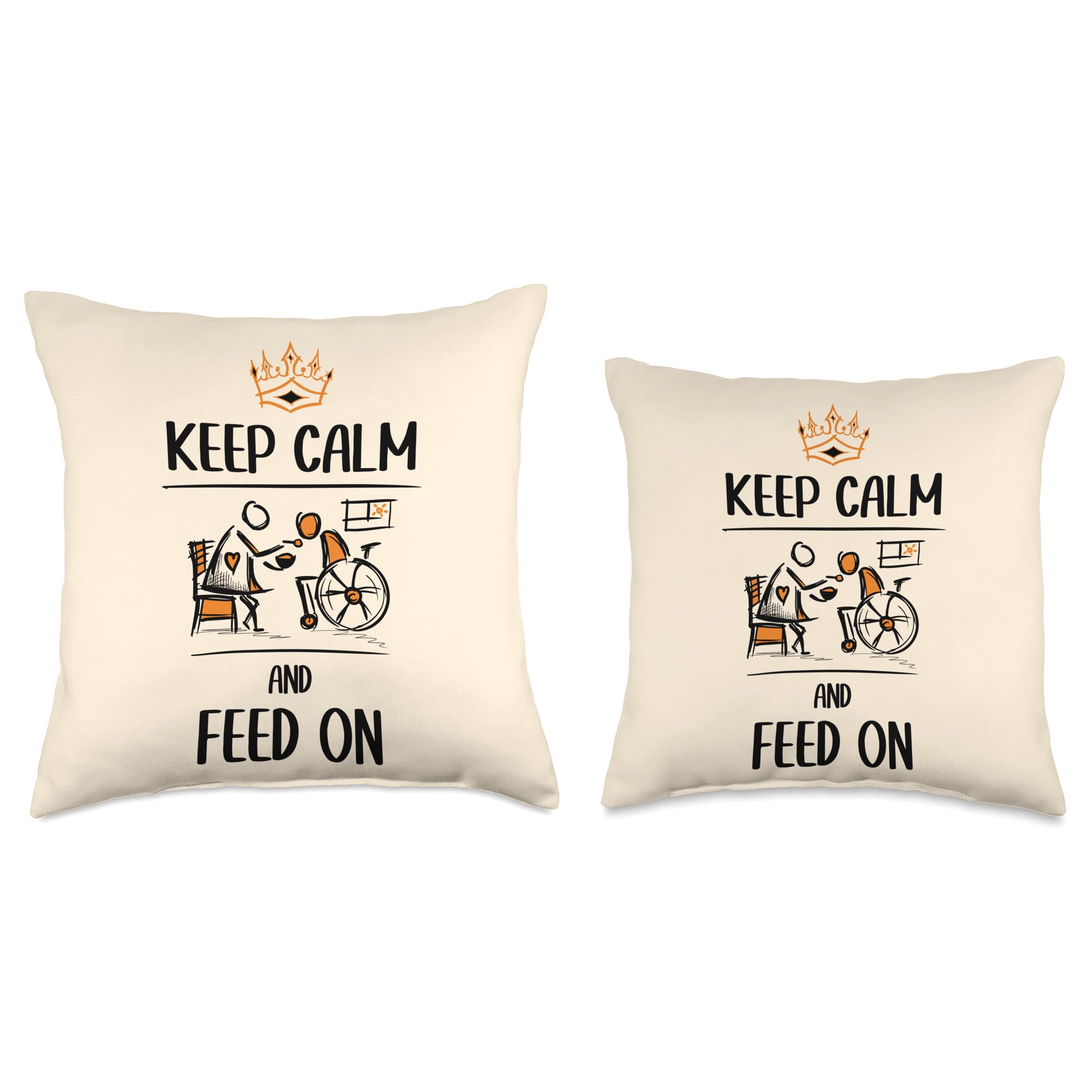 Keep Calm & Feed On. Funny Design for Health Care Worker. Throw Pillow