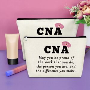 Sazuwu 2PCS CNA Gifts for CNA Week Makeup Bag Certified Nursing Assistant Gifts Thank You Gifts for Nurses Cosmetic Bag CNA Employee Appreciation Gifts Birthday Christmas Gifts Travel Pouch