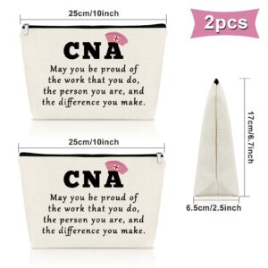 Sazuwu 2PCS CNA Gifts for CNA Week Makeup Bag Certified Nursing Assistant Gifts Thank You Gifts for Nurses Cosmetic Bag CNA Employee Appreciation Gifts Birthday Christmas Gifts Travel Pouch