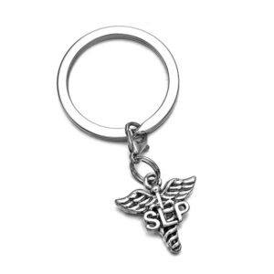 Miss Pink CNA Certified Nurse Assistant Gifts Medical Caduceus Keychain Women Men Jewelry for Graduation Brithday Christmas