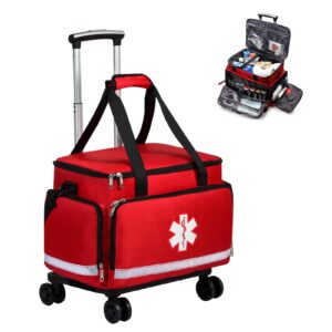 medical bag rolling roller bag trolley duffel nurses emt cna rn empty for first aid responder home health care nursing student roll duffle bag carry on with wheels wheeled work physicians doctor