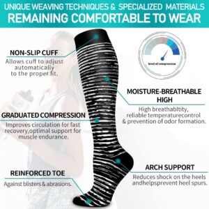 COOLOVER Copper Compression Socks for Women and Men(6 Pairs)-Best Support for Running, Athletic, Nursing, Travel