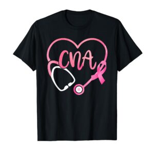 CNA Heart Stethoscope Pink Ribbon Breast Cancer Awareness T-Shirt