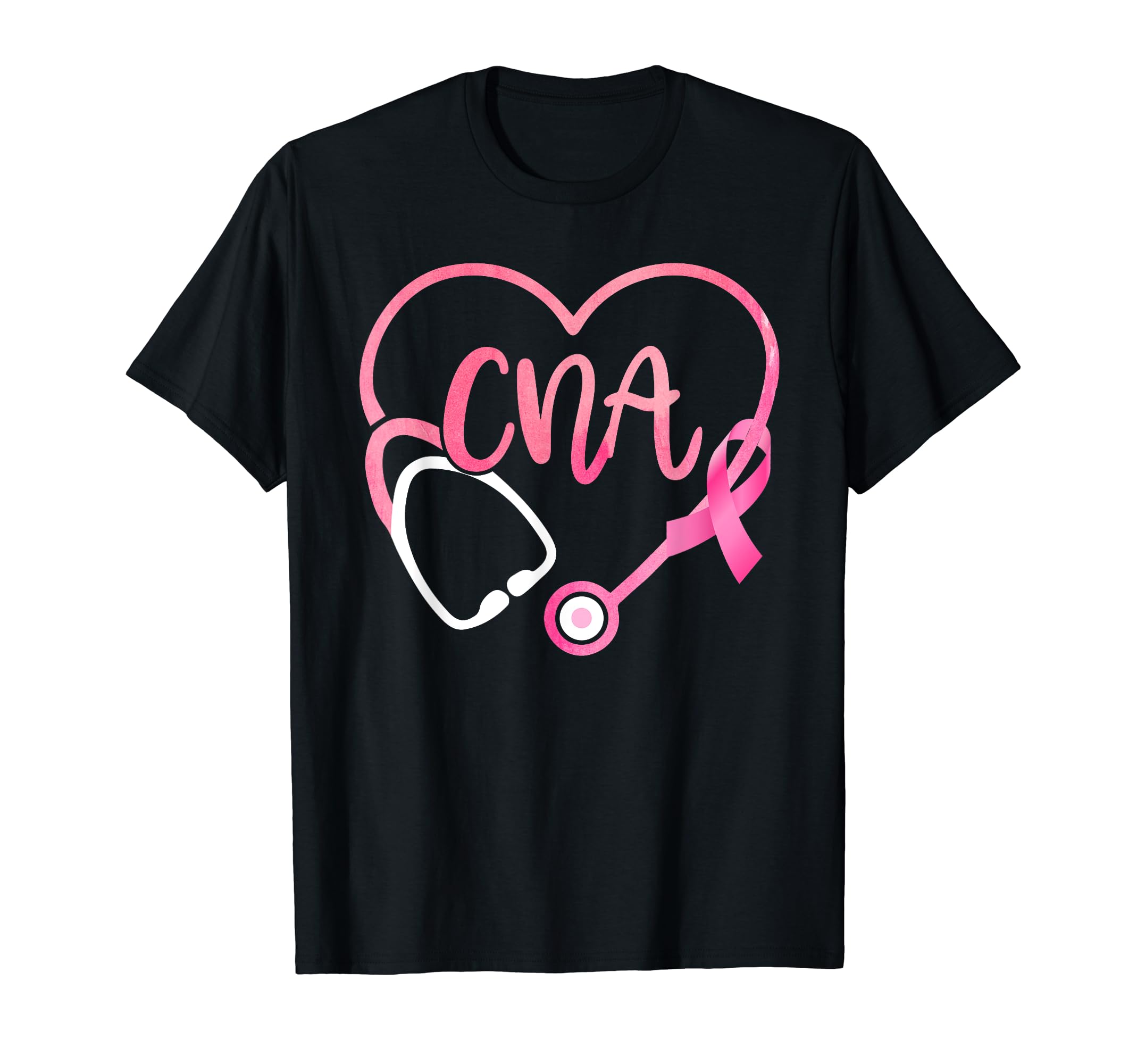 CNA Heart Stethoscope Pink Ribbon Breast Cancer Awareness T-Shirt