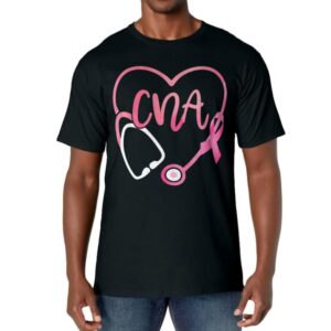 CNA Heart Stethoscope Pink Ribbon Breast Cancer Awareness T-Shirt