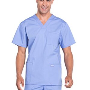 Cherokee Scrubs for Men Workwear Professionals V-Neck Four-Pocket Scrub Top WW695, XL, Ciel Blue