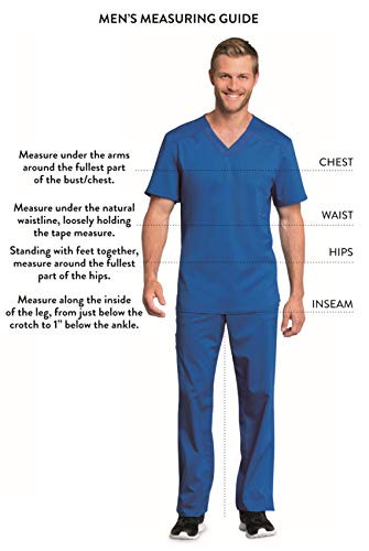 Cherokee Scrubs for Men Workwear Professionals V-Neck Four-Pocket Scrub Top WW695, XL, Ciel Blue