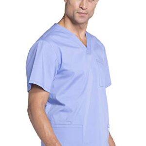 Cherokee Scrubs for Men Workwear Professionals V-Neck Four-Pocket Scrub Top WW695, XL, Ciel Blue