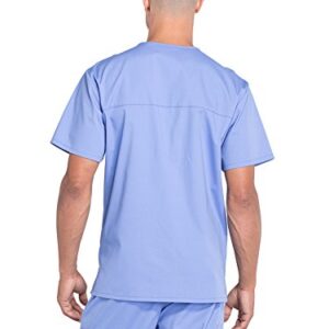 Cherokee Scrubs for Men Workwear Professionals V-Neck Four-Pocket Scrub Top WW695, XL, Ciel Blue