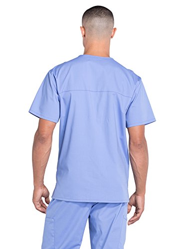 Cherokee Scrubs for Men Workwear Professionals V-Neck Four-Pocket Scrub Top WW695, XL, Ciel Blue