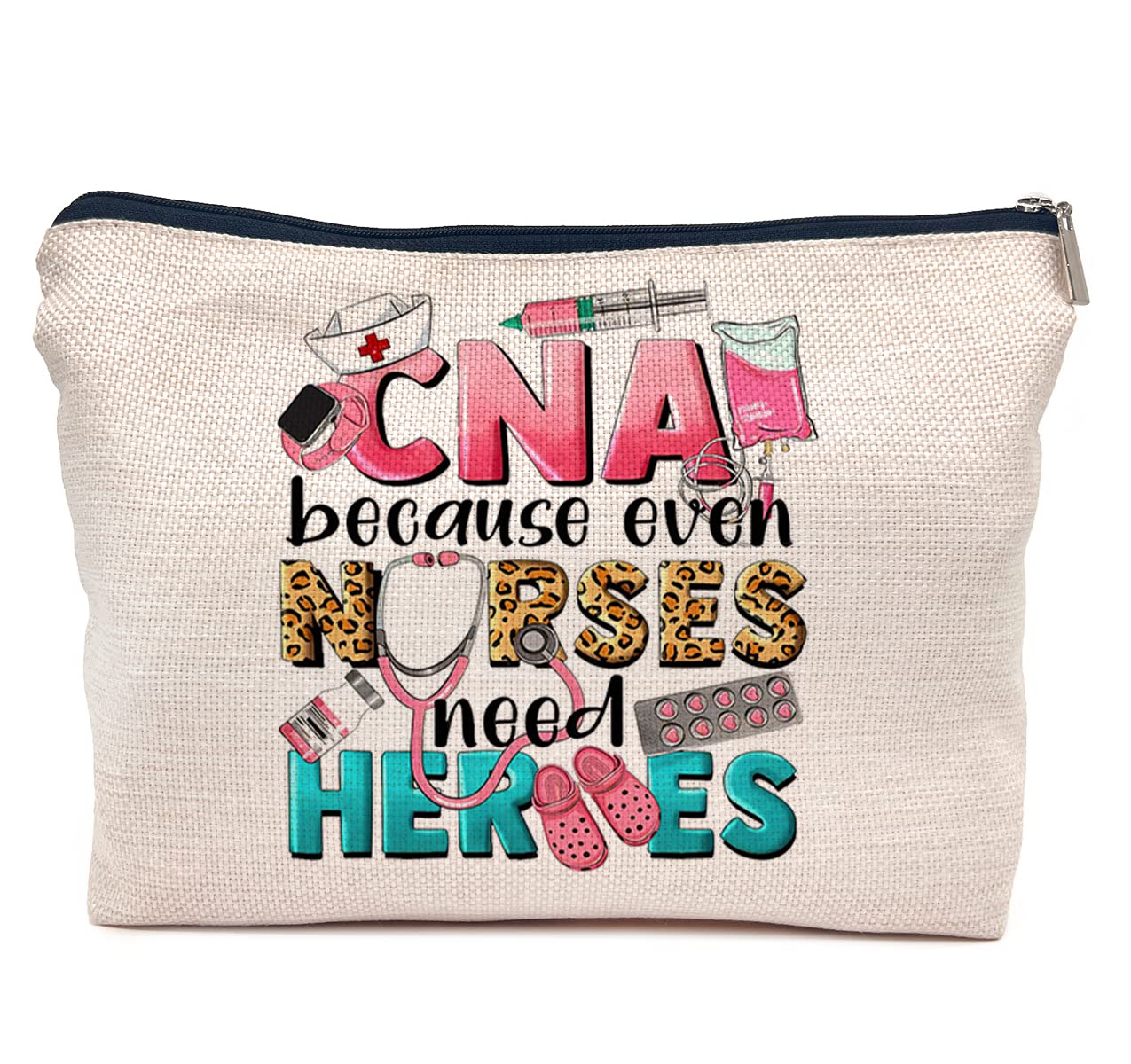 IWXYI Cna Bag,Western CNA Because Nurses Need Heroes Makeup Bag,Nurse Life Make up Bag