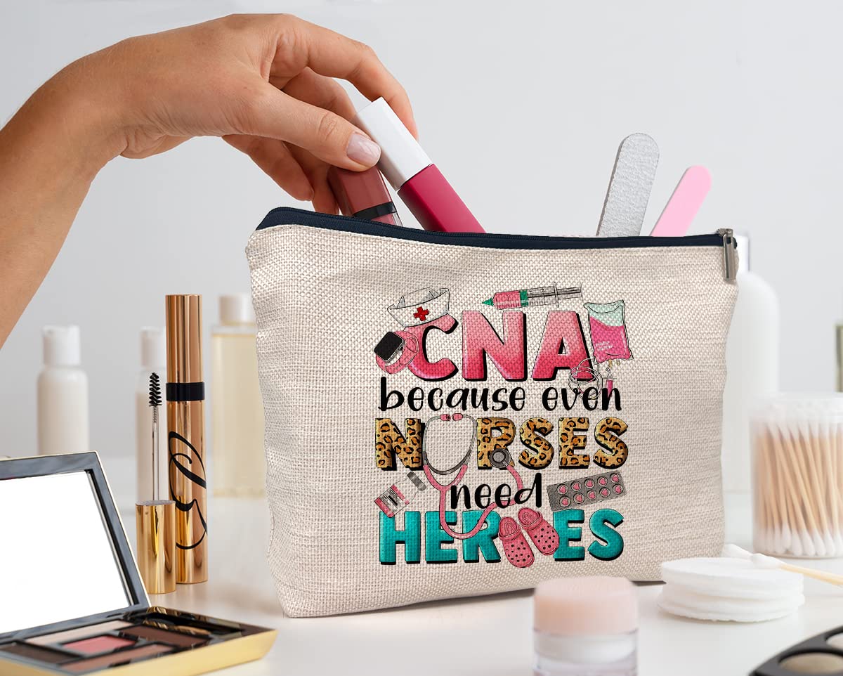 IWXYI Cna Bag,Western CNA Because Nurses Need Heroes Makeup Bag,Nurse Life Make up Bag