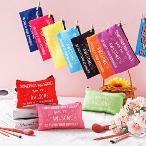 Reginary 20 Pieces Inspirational Gifts Cosmetic Bag for Women You Are Awesome Bag Canvas Makeup Bag Appreciation Gifts for Women (Inspirational)