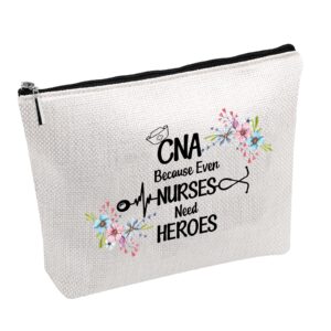 CNA Appreciation Gift CNA Graduation Gift CNA Because Even Nurses Need Heroes Makeup Bag (CNA Because Even Nurses bag)