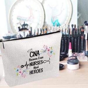 CNA Appreciation Gift CNA Graduation Gift CNA Because Even Nurses Need Heroes Makeup Bag (CNA Because Even Nurses bag)