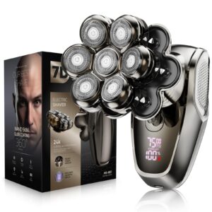 7D Head Shavers for Bald Men, SHPAVVER Detachable Head Shaver LED Display Dry/Wet Bald Head Shavers for Men, IPX7 Waterproof Head Shavers for Men with Type-C Charge