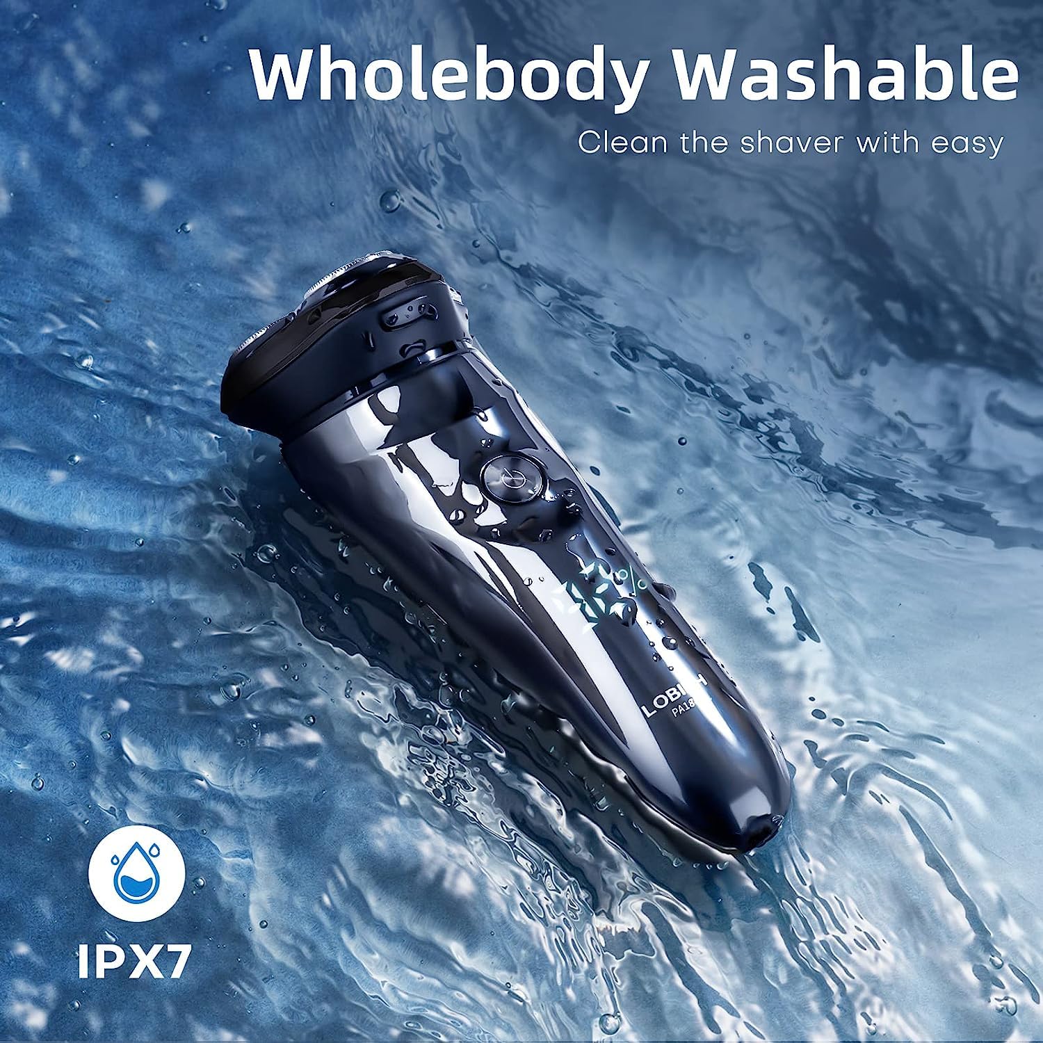 Men's Electric Shaver - LOBINH 3D Rechargeable Waterproof IPX7 Wet & Dry Shaving Electric Razor for Men with Pop-up Sideburn Trimmer