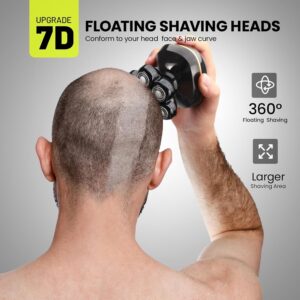 SHPAVVER Head Shavers, Upgrade 6-in-1 Electric Head Shavers for Bald Men, Wet/Dry LED Display Rechargeable 7D Rotary Shaver Grooming Kit with Type-C Charge