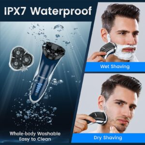 SweetLF Electric Shavers for Men(Plus 3 Blades),Electric Razor for Men,Men’s Electric Shavers Wet & Dry Rotary Shavers, Rechargeable/100% IPX7 Waterproof/Pop-up Trimmer/Cordless Floating Head