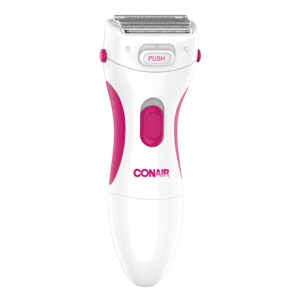 conair body and facial hair removal for women, cordless electric dual foil shaver & trimmer, perfect for face, ear/nose, eyebrows, legs, and bikini lines