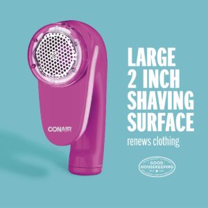 Conair Fabric Shaver and Lint Remover, Battery Operated Portable Fabric Shaver, Pink