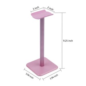 Deear Headphone Stand Gaming Headset Holder Universal Aluminum Metal Headphone Holder Hanger with Aluminum Supporting Bar Flexible Headrest ABS Solid Base for All Headphone, Pink