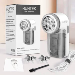 iRUNTEK Fabric Lint Remover Wired Use, USB Powered Shaver and Lint Brush 2 in 1, Sweater Defuzzer Remove Fuzz, Lint Balls, Pills, Bobbles from Clothes, Furniture, Carpet, Couch