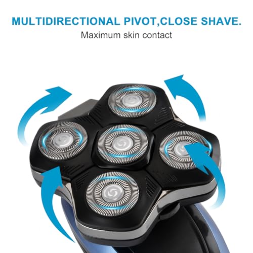 VSTSERIES Pro Bald Head Shaver,Electric Razor for Balder Man,Male Grooming Shaving Machine,Wet Dry Face Beard Trimmer,5D Rotary Close Shave Clipper,Bold Hair Shaver,Upgraded Detachable Cutter Blade