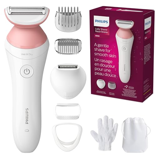 Philips Beauty Lady Electric Shaver Series 6000, Cordless with 7 Accessories, BRL146/00, White