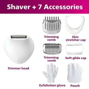 Philips Beauty Lady Electric Shaver Series 6000, Cordless with 7 Accessories, BRL146/00, White