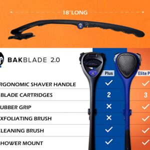 baKblade 2.0 Back Shavers for Men: The DIY Back Hair Shaver for Men with Safety Blade Technology & Ergonomic Handle, Wet or Dry Shaving (Extra Blades Included)